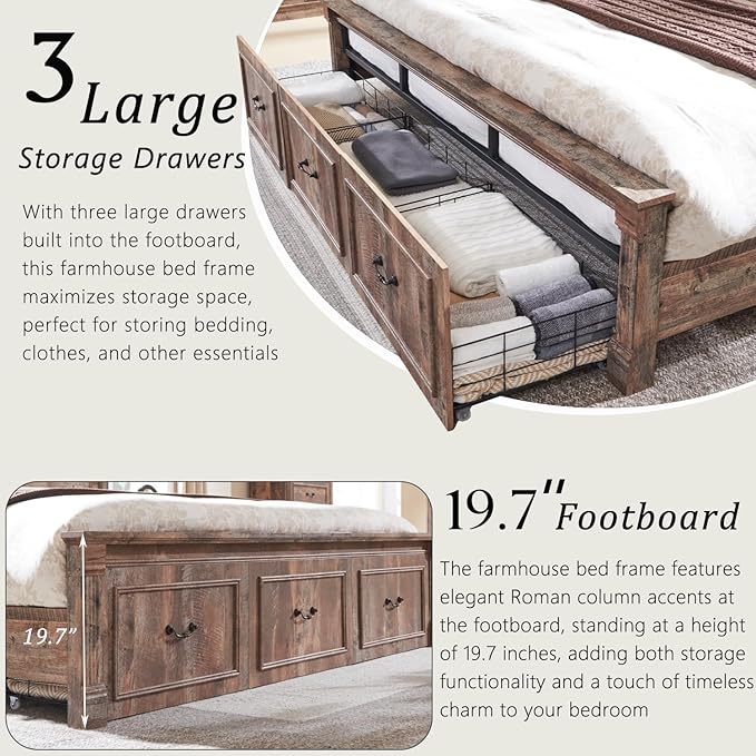 Aitjunz Farmhouse King Size Bed Frame - Image 5