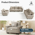 HERA'S HOUSE 3 Pieces Modular Sectional Sofa Sets, Oversized Couch Set - Image 9