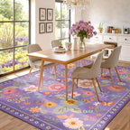 RELEANY Floral Washable 6x9 Area Rugs Purple/Pink | Flower Carpet Print Boho - Image 3