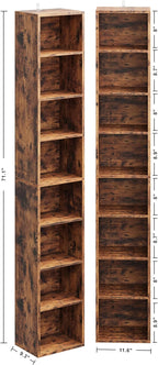 IRONCK Tall Narrow Bookshelf 8 Tiers 71in Set of 2, Compact Corner Bookcase - Image 3