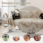 VClife Floral Couch Cover Vintage Rustic Creamy White Sofa Cover - Image 5