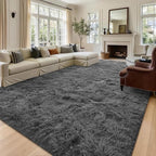 9x12 Extra Large Dark Grey Fluffy Area Rug Non-Slip - Image 2