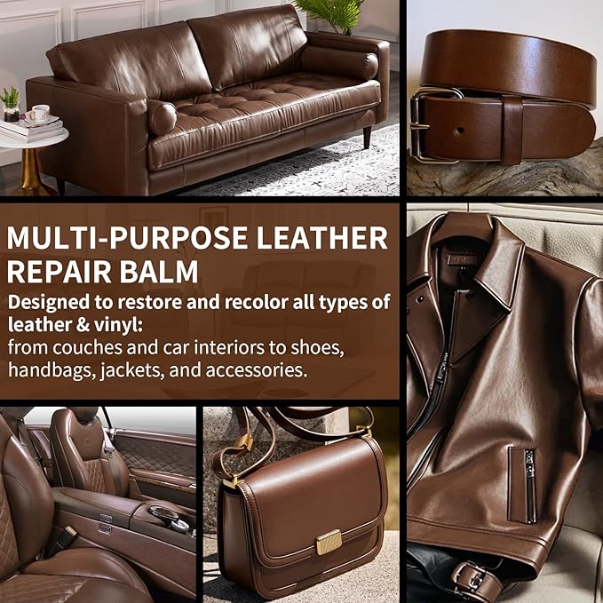 Leather Recoloring Balm and Scratch Repair Kit, Medium Brown Leather Restorer - Image 5