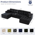 MAXYOYO 132" U Shaped Modular Sectional Sofa - Image 3