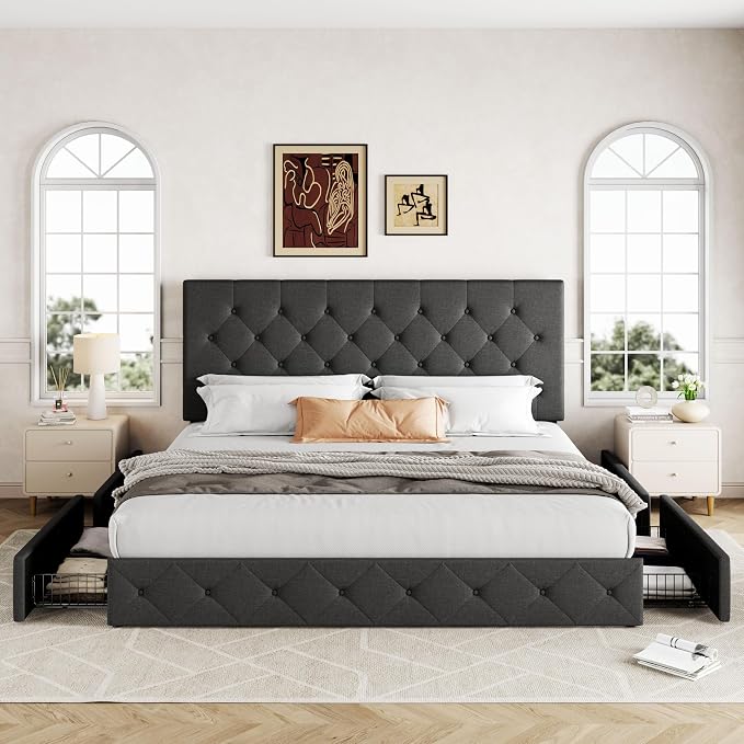 Allewie Upholstered King Size Platform Bed Frame - Image 3