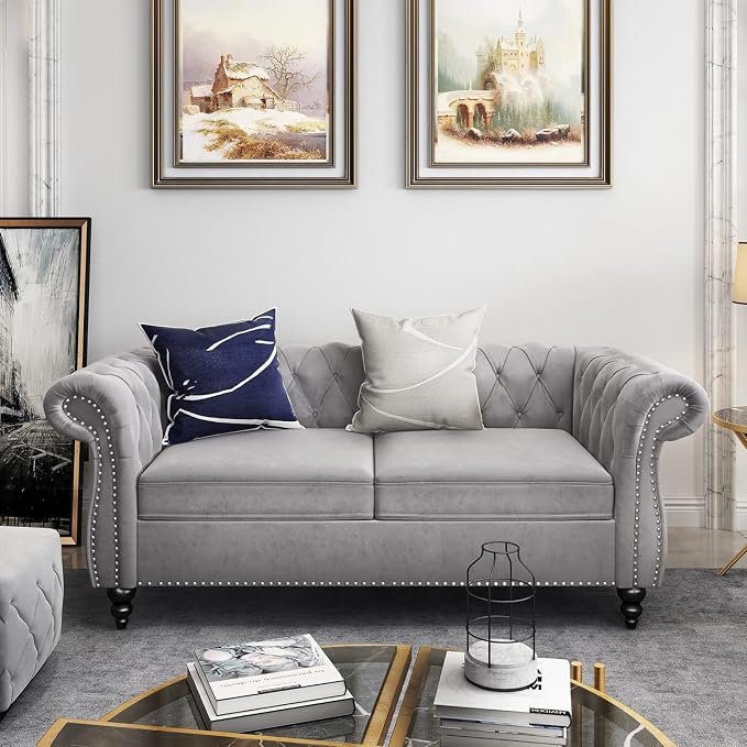 AVZEAR Chesterfield Loveseat, Modern Velvet Sofa Tufted Couch 2 Seater by AVZEAR