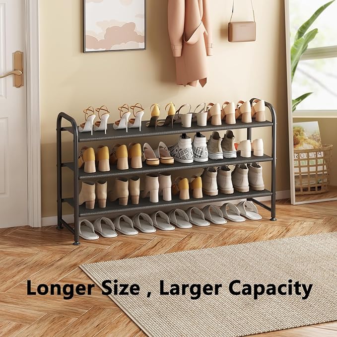INGIORDAR Shoe Rack 3 Tier Long Storage Organizer Wide Metal Shoe Shelf - Image 4