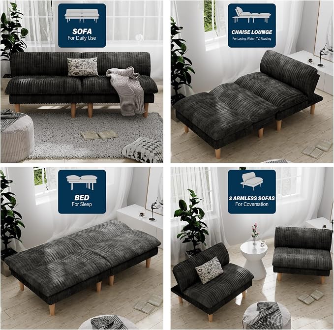 Ribilake 69" Futon Sofa Bed, 4 in 1 Multi-Function Couch Sleeper - Image 5