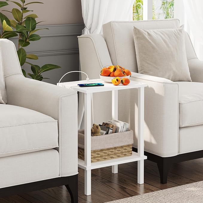 TUTOTAK End Table with Charging Station, Small Side Table with Outlets - Image 4