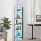TUTOTAK Corner Shelf with LED Light, 6-Tier Corner Bookshelf - Image 8