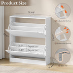 BORNOON Shoe Cabinet with 2 Flip Drawers, Slim Narrow Shoe Storage Cabinet - Image 2