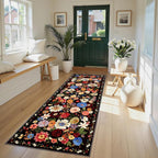 Black Brown Floral Hallway Runner Rug 2x8 - Image 2