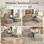96" Cloud Sectional Couch U-Shaped Chaise - Image 5