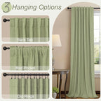 Light Sage Green Short Blackout Curtains - Image 6