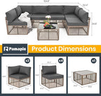 Pamapic 7 Piece Outdoor Sectional Sofa Set, All-Weather Patio Furniture - Image 5