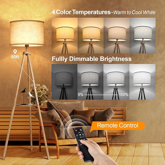 OUTON Wood Tripod Floor Lamp - Image 2