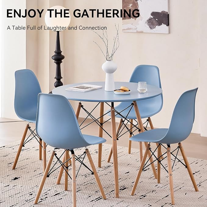 5-Piece Round Dining Table Set, Small 35.5" Kitchen Table Chairs Set of 4 Space - Image 6