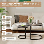 Giantex Nesting Coffee Table Set of 2, Round Stacking Side Tables - Image 4