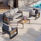 Aoxun Aluminum Patio Furniture Set, 5 Seats Luxury Metal Patio Conversation Sets - Image 9