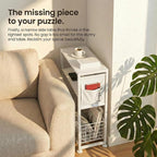 Skinny Side Table with Storage, 3 Tier Slim Side Tables - Image 3