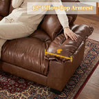 Faux Leather Sofa, Mid Century Modern Deep Loveseats, Comfy Cloud Couch - Image 8