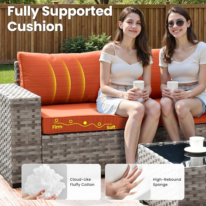 ovios 7 Pieces Patio Furniture Set, Outdoor Wicker Sectional Sofa - Image 7