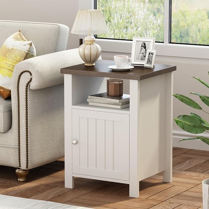 ChooChoo Farmhouse Nightstands Set of 2, Rustic Vintage End Side Table - Image 2