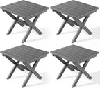 SERWALL Folding Outdoor Side Table Set of 4, Small Adirondack Side Table by SERWALL