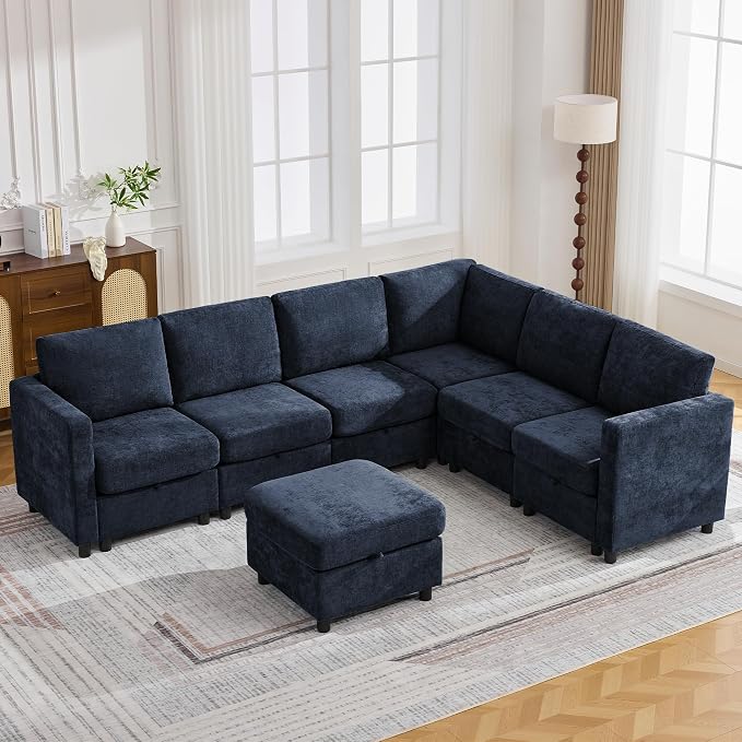 104'' V Shaped Modular Sofa, Sectional Couch by WUTUTUEE