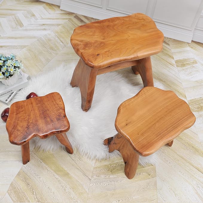 Natural Shape Solid Wood Stump Stool 20"x13"x18" Cedar Root End Table Rustic - Image 9