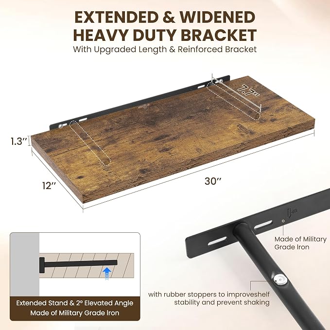 Dreamland 30" Floating Shelves for Wall, Wall-Mounted Shelves for Bedroom - Image 3
