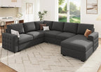 HONBAY Sectional Couch with Pull Out Bed, U-Shaped Sectional Sleeper Sofa with - Image 7