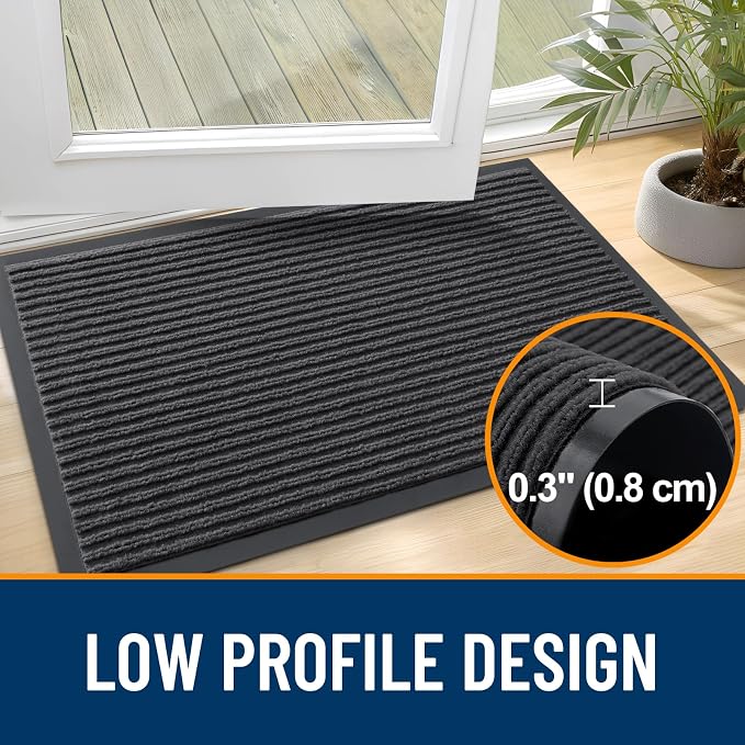 OLANLY 2-Pack Front Door Mats 59x34, Waterproof Heavy-Duty Doormats | Charcoal - Image 4