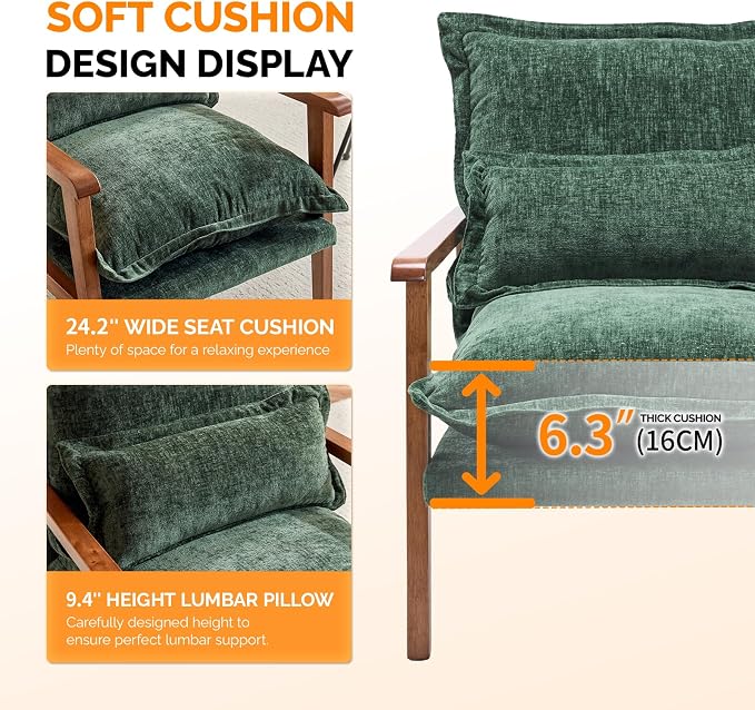 VINGLI Mid-Century Modern Cloud Accent Armchairs set of 2 - Image 7