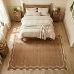 GarveeHome 5x7 Scalloped Area Rug Brown Washable Bedroom Living Room Rug | Soft - Image 2