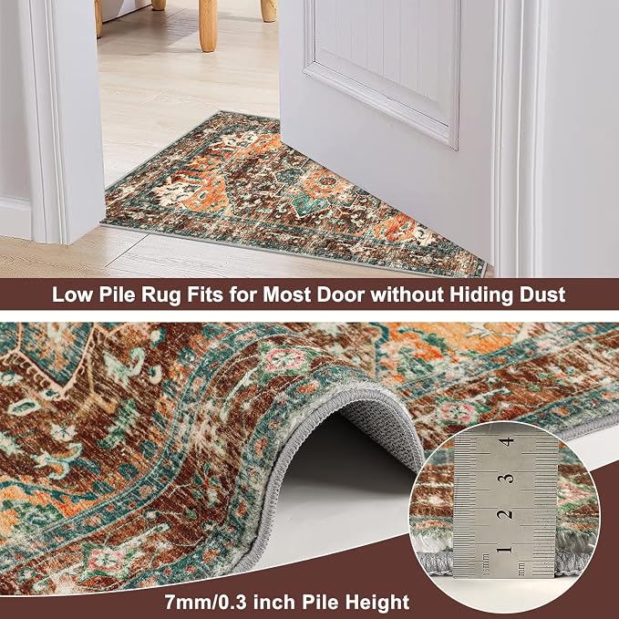 Yamaziot Washable Runner Rug, Low Pile, Soft Distressed Floor Carpet - Image 3