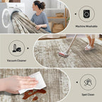9x12 Area Rugs for Living Room: Washable Abstract Brown White Carpet | Non-slip - Image 5