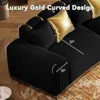Oversized Luxury Chesterfield Sofa Set Velvet Black and Gold Couch - Image 7