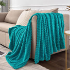 BEDELITE Ribbed Jacquard Ocean Blue Fleece Twin Blanket - Image 8