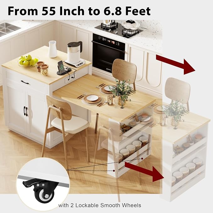 Kitchen Island with Extendable Dining Table - Image 7