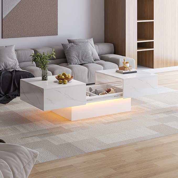White Marble Modern Coffee Table by Kurufurt