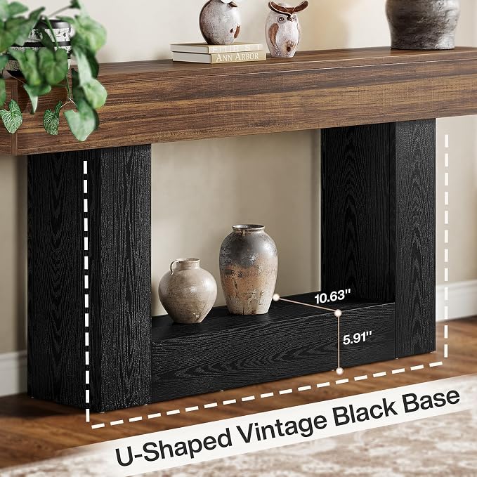 Tribesigns 63" Console Table, Farmhouse 2-Tier Entryway Table - Image 5