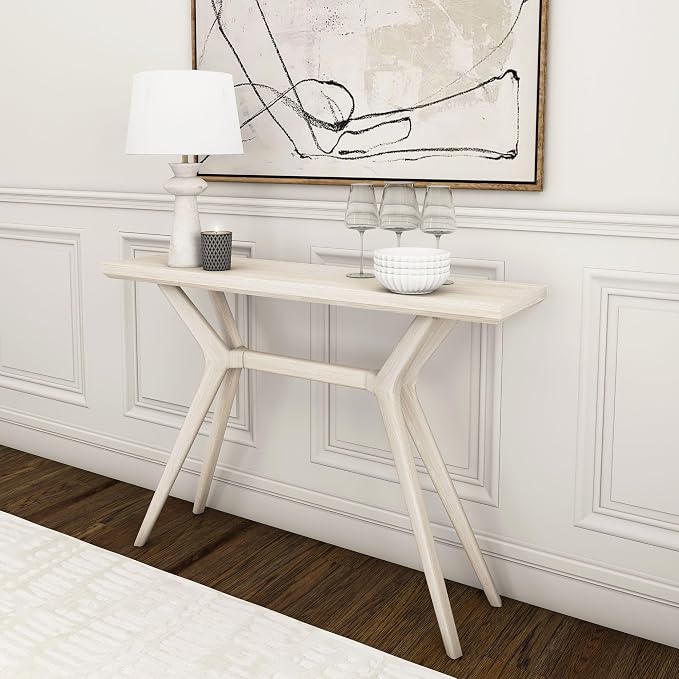 Plank+Beam Verso Console Table, 46 Inch Solid Wood Modern Sofa Table, Narrow by PlankBeam
