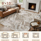 DMOYEST 8x10 Washable Area Rug: Abstract Modern Non-Slip Carpet, Soft Low Pile - Image 2