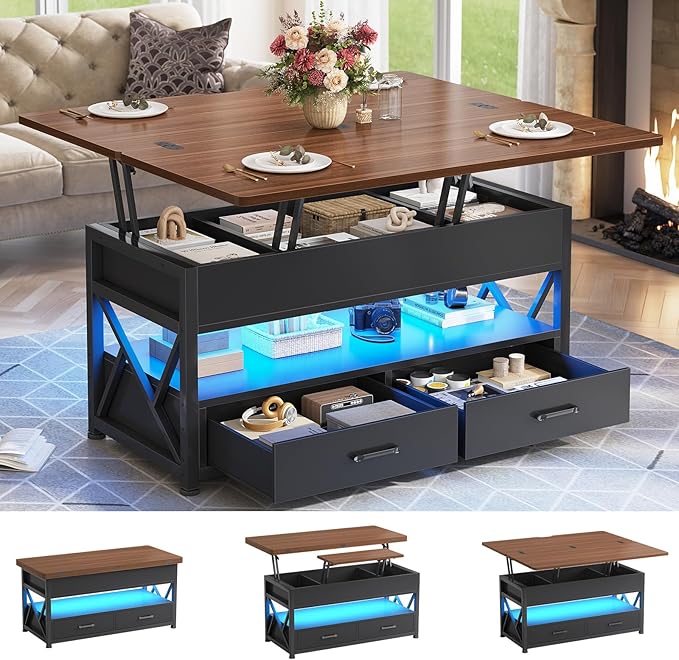 Itaar 40" Lift Top Coffee Table, 4 in 1 White Coffee Tables by Itaar