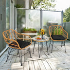 Tangkula 3 Pieces Patio Bistro Set, Rattan Conversation Set - Image 2
