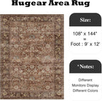9x12 Brick Red Vintage Floral Washable Area Rug - Image 2