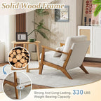 VINGLI Solid Wood Wide Armrests Accent Chair, Upholstered Mid Century Modern - Image 4