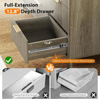 VINGLI Fluted Grey Dresser 6 Drawer Gray Dresser - Image 4
