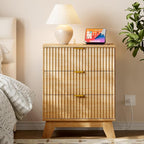 BORNOON 30.5" Nightstand with Charging Station, 3-Drawer Fluted Bedroom Chest - Image 3